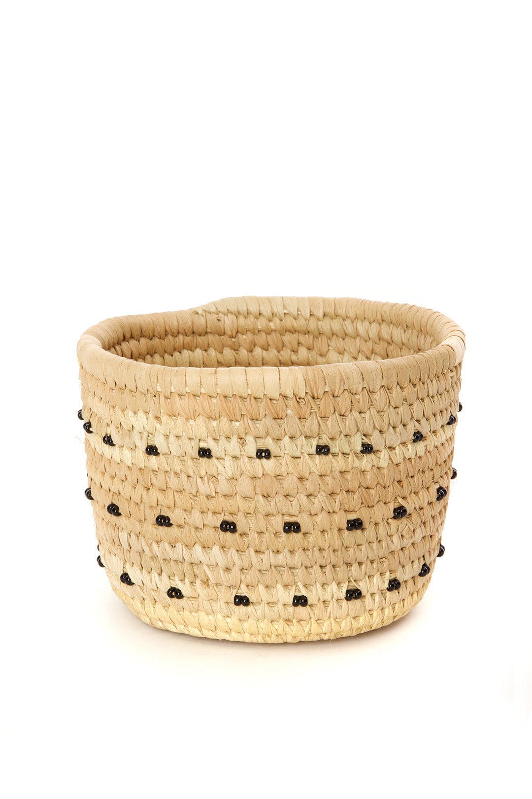 Nomadic Camel Milking Baskets with Black Beads Small Basket with Black Beads