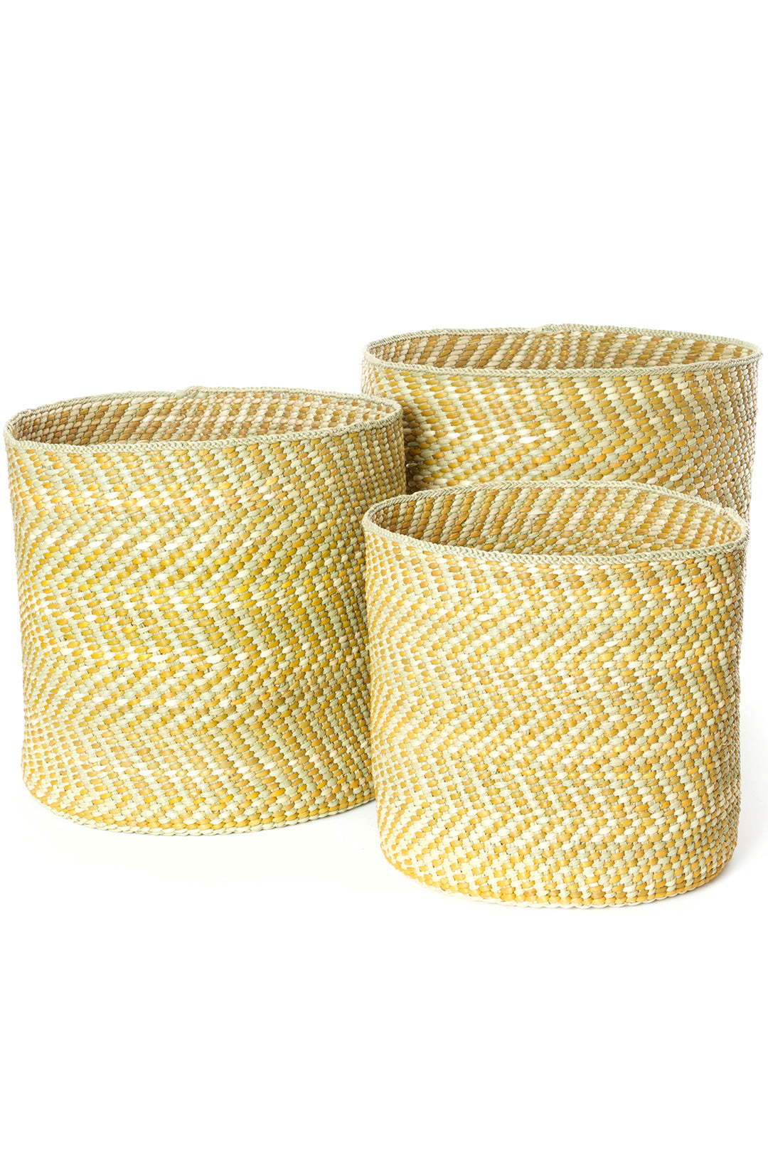 Yellow & Natural Maila Milulu Reed Basket Small Yellow & Natural Milulu Basket