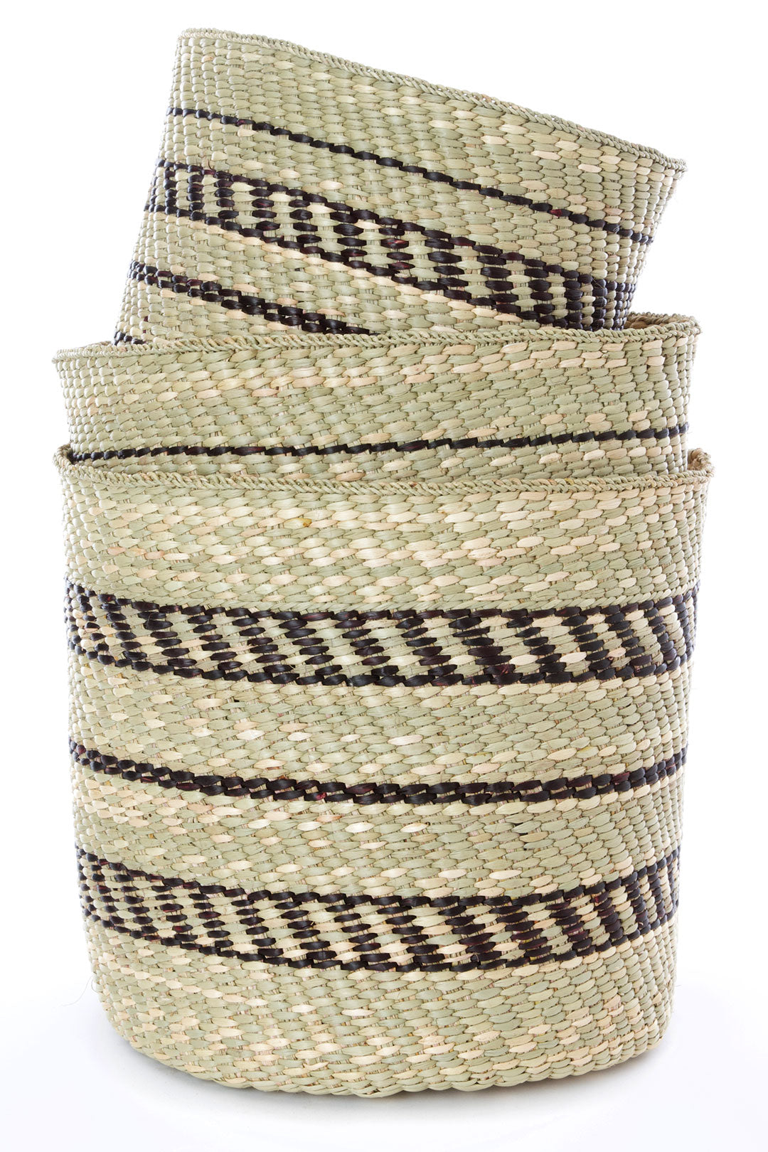 Tanzanian Iringa Grass Baskets with Black Accents