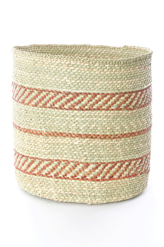 Tanzanian Iringa Grass Baskets with Rust Red Accents