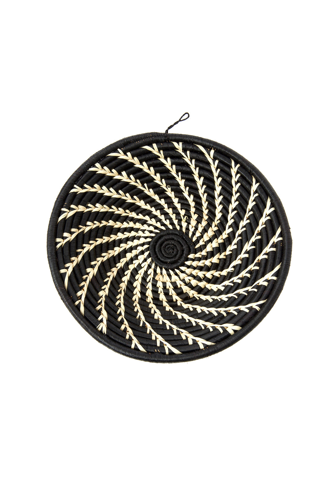 Black Coiled Sata Baskets with Cream Swirls Small Black Coiled Sata Basket with Cream Swirls