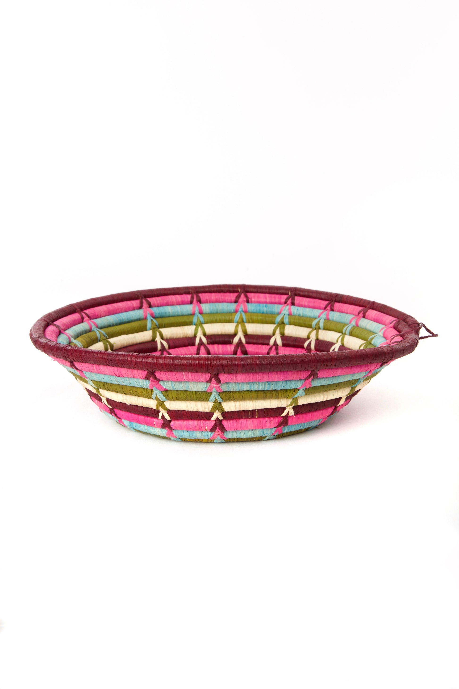 Flower Garden Coiled Raffia Baskets from Uganda Small Flower Garden Coiled Raffia Basket