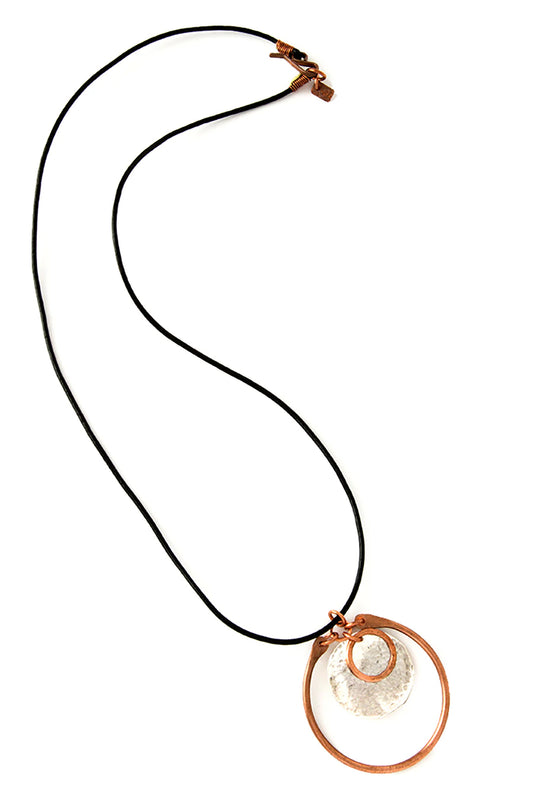 F.R.E.E. Woman Copper and Silver Disc Necklace