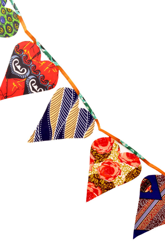 Janet's Assorted Chitenge Cloth Heart Bunting