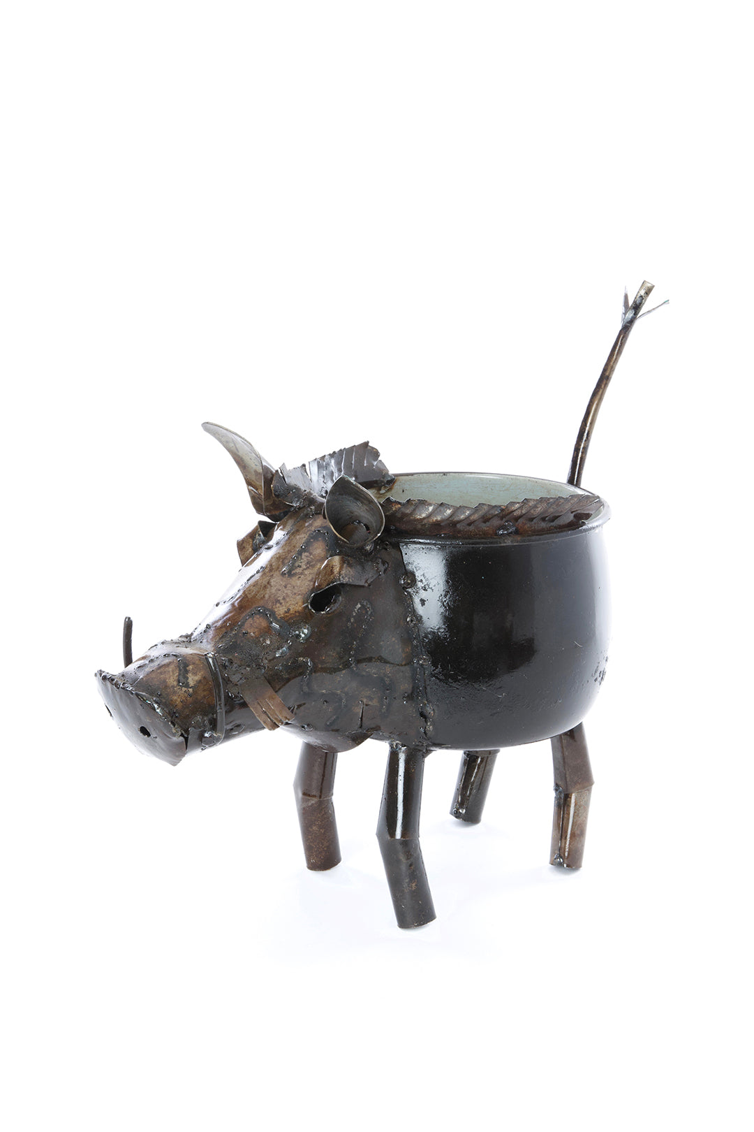 Recycled Cooking Pot Warthog Planters SOLD OUT Small Recycled Cooking Pot Warthog Planter