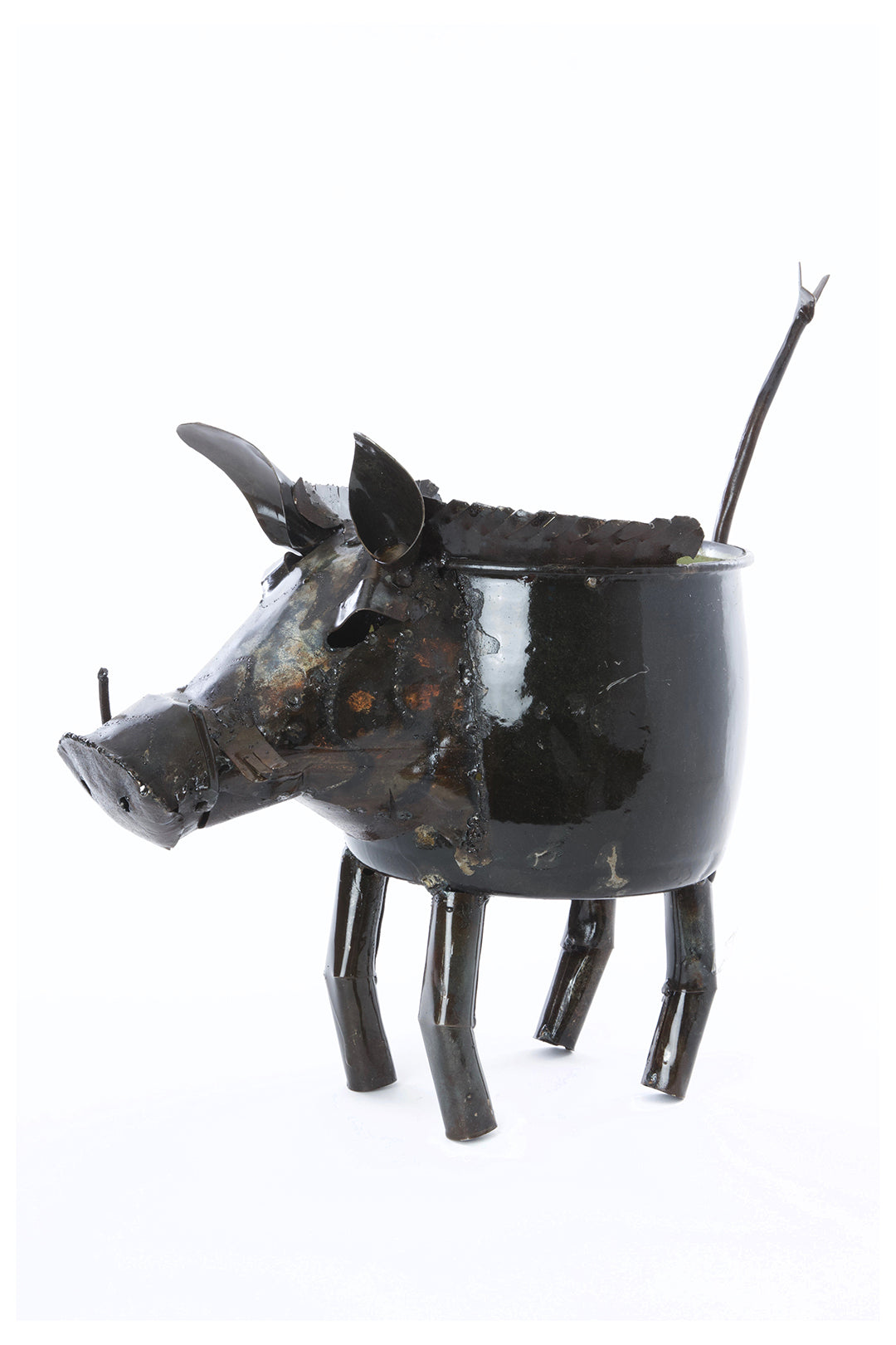 Recycled Cooking Pot Warthog Planters Medium Recycled Cooking Pot Warthog Planter