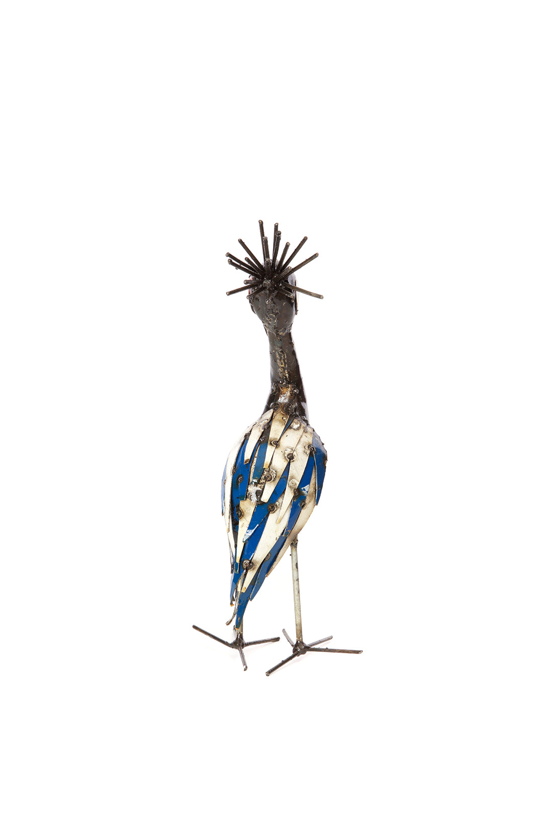 Graceful Crested Cranes Recycled Metal Sculptures Small Crane Sculpture