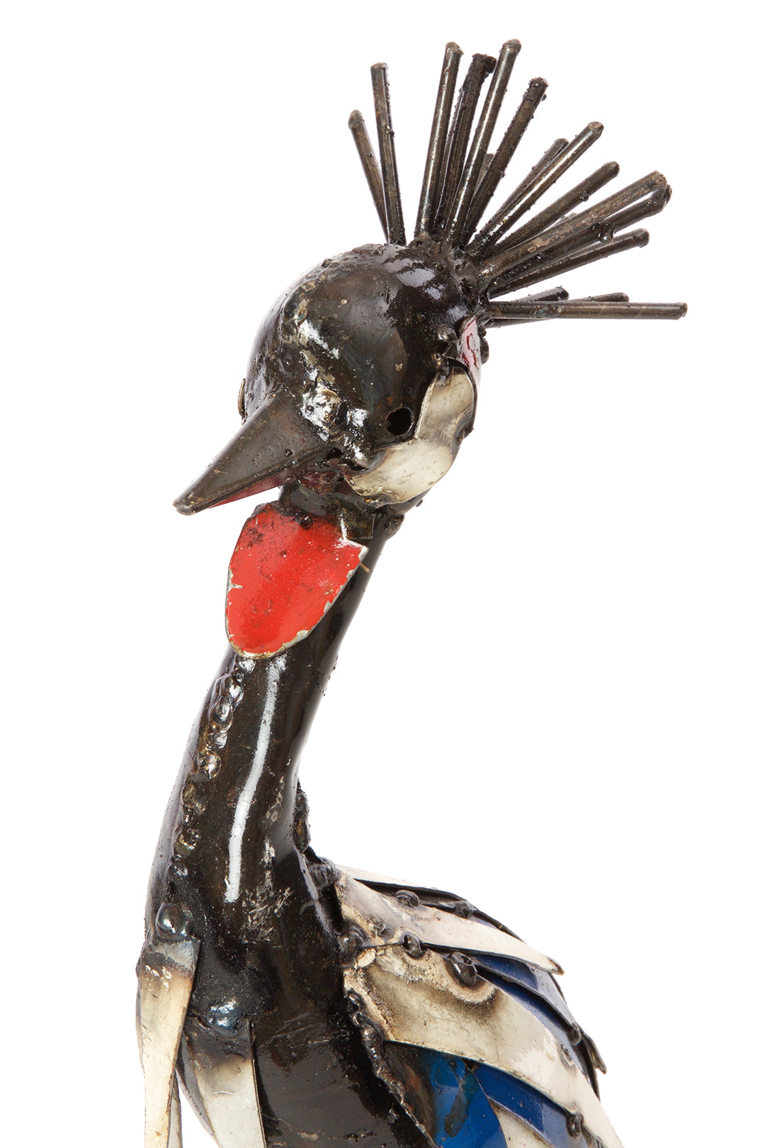 Graceful Crested Cranes Recycled Metal Sculptures Small Crane Sculpture