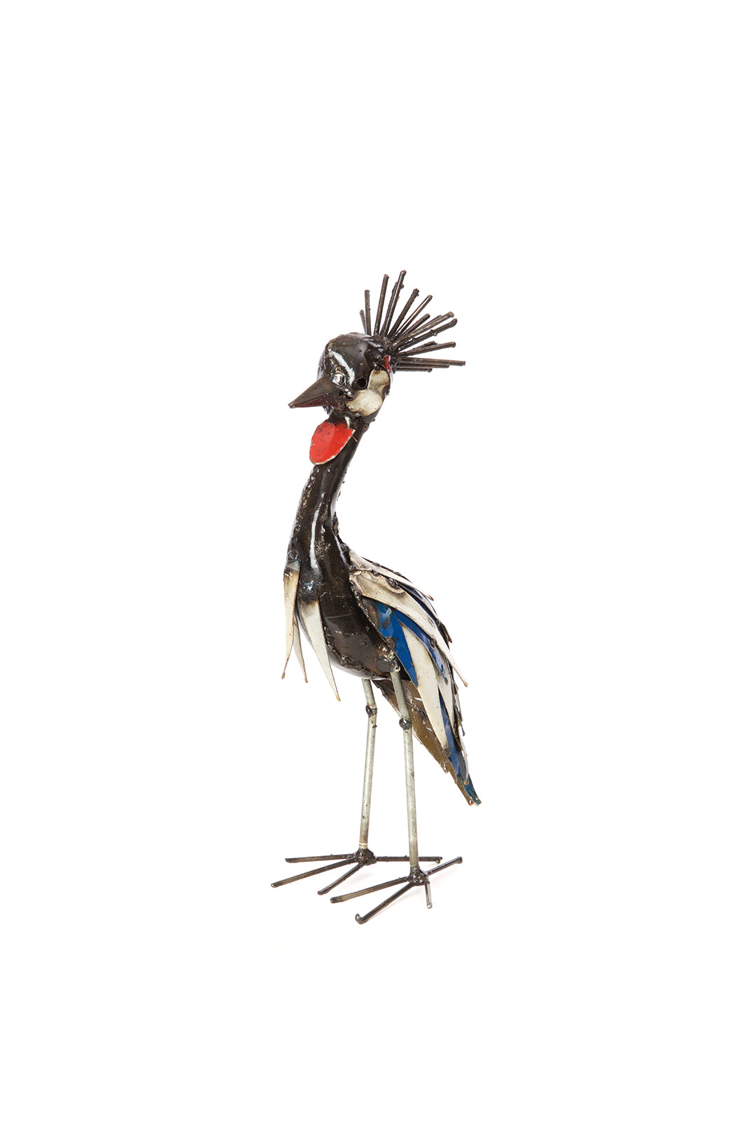 Graceful Crested Cranes Recycled Metal Sculptures Small Crane Sculpture