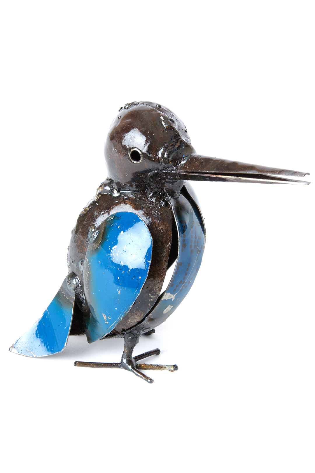 Blue Kingfisher Recycled Oil Drum Sculpture Large Blue Kingfisher Recycled Oil Drum Sculpture