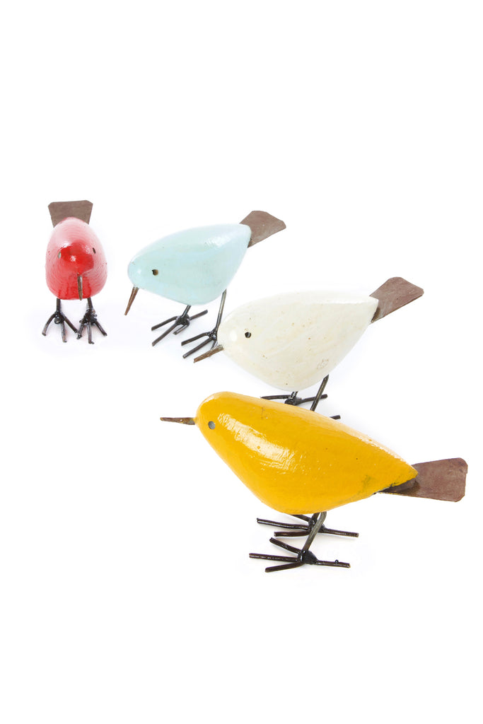 Set of Four Colorful Painted Stone & Metal Birds - Crafted in Zimbabwe ...