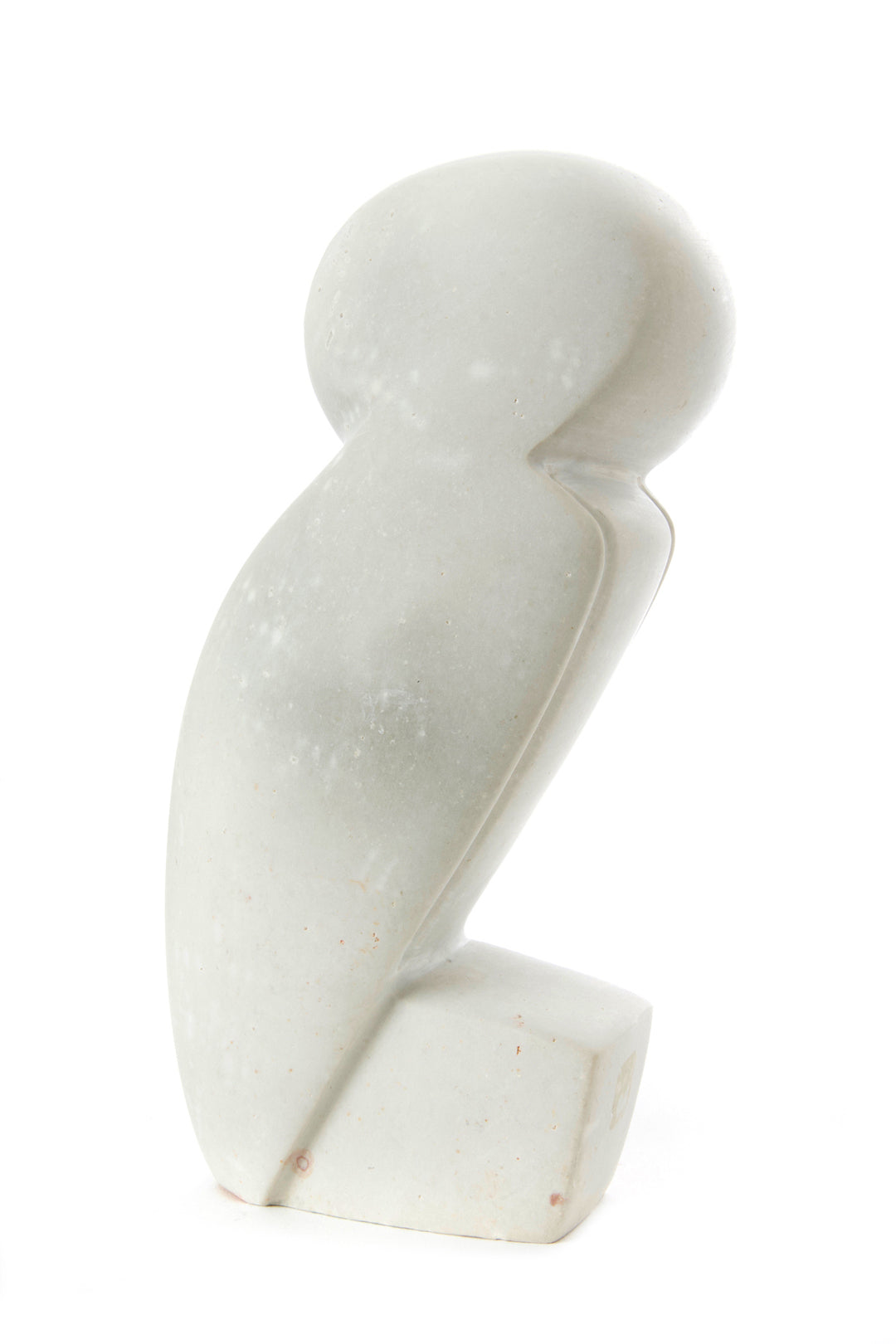 White Serpentine Stone Owl Sculptures from Zimbabwe Medium White Serpentine Stone Owl Sculpture